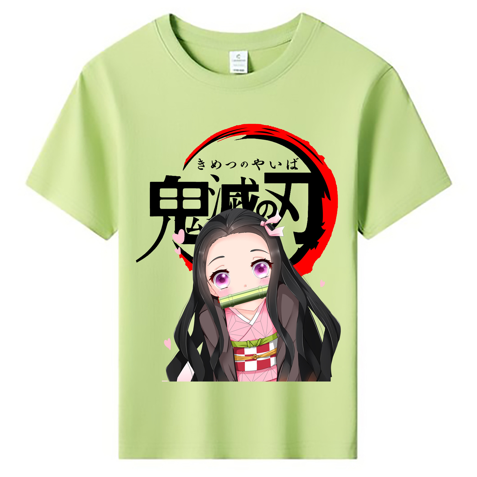 （画像用） 鬼滅の刃（きめつのやいば）竈門 禰󠄀豆子／かまど ねずこ Kamado Nezuko 綿100％キッズTシャツ（フロントプリント）